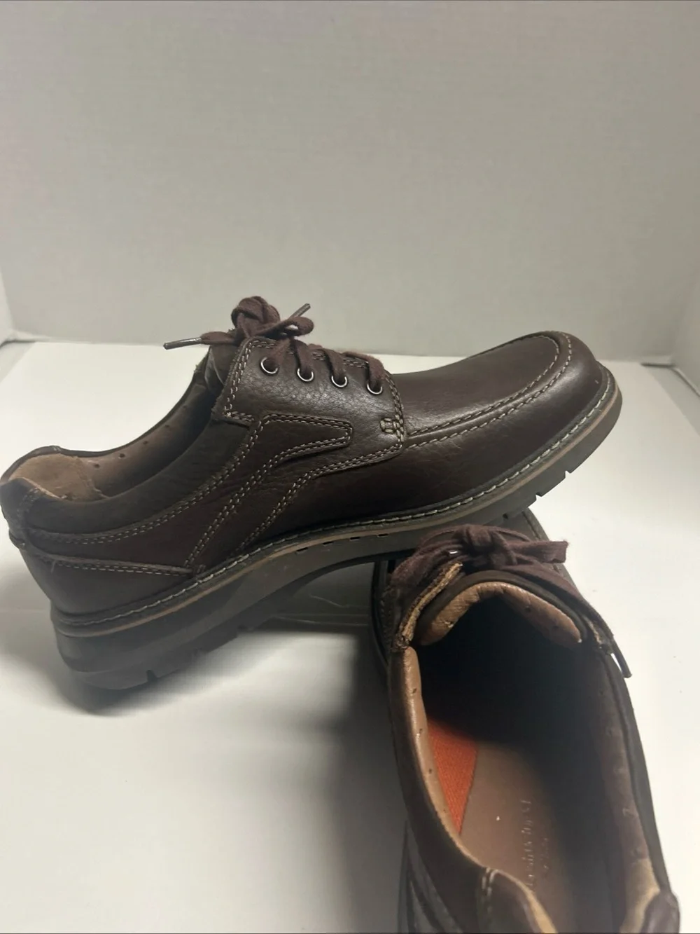 Clarks Unstructured Oxfords Shoes Mens Size 9.5 W Wide Brown Leather